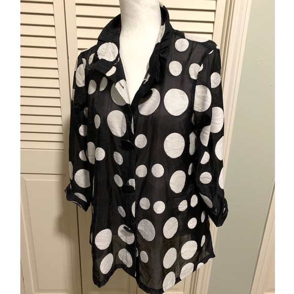 Ali Miles Tops - Sheer Polka Dot Blouse